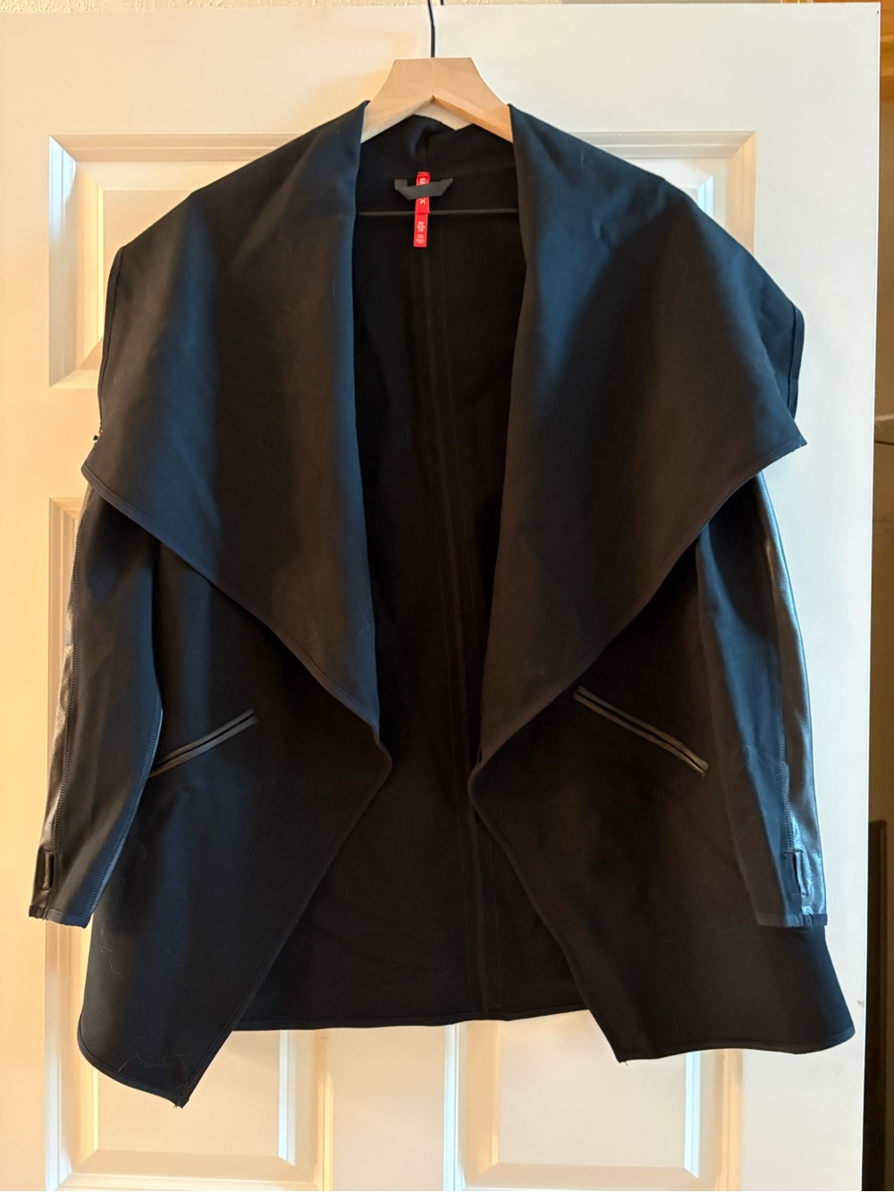 Black Draped Ponte Verde Vegan Jacket- Spanx